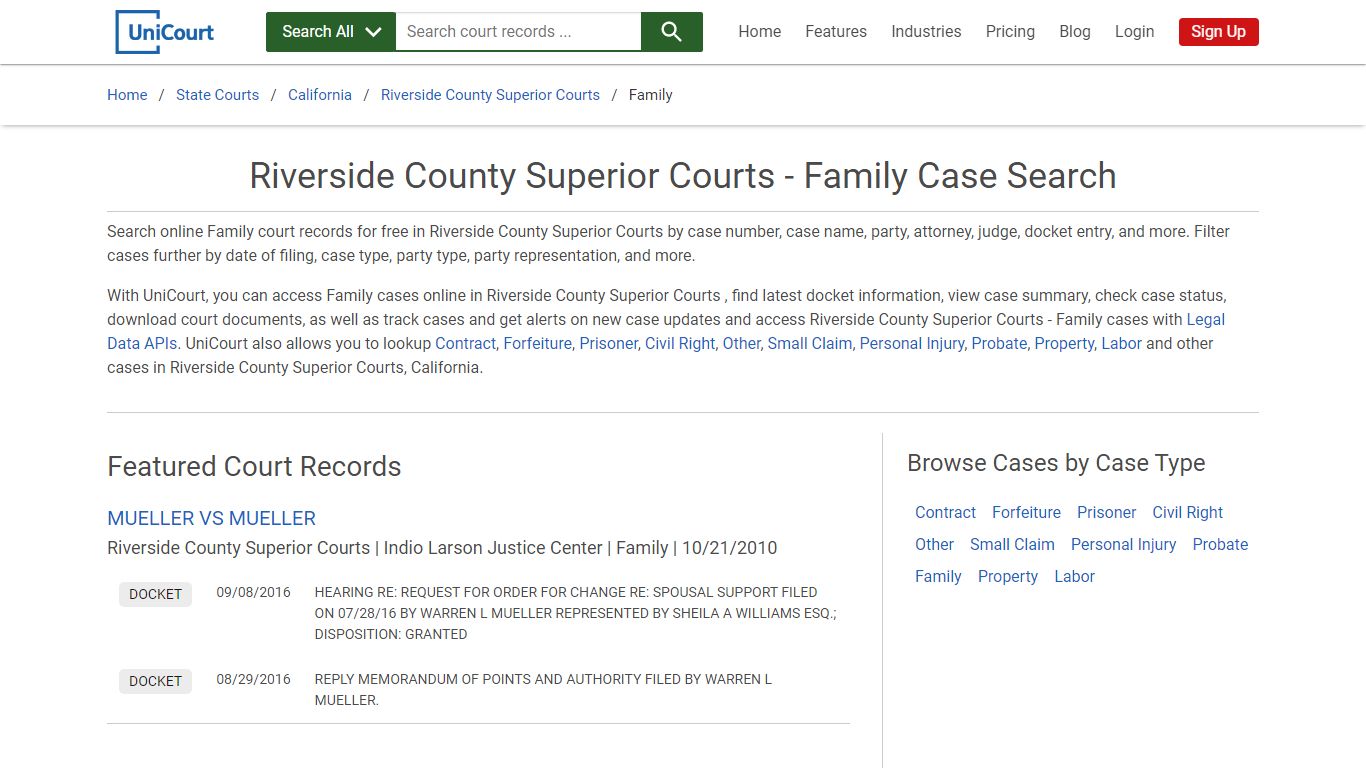 Riverside County Superior Courts - Family Case Search